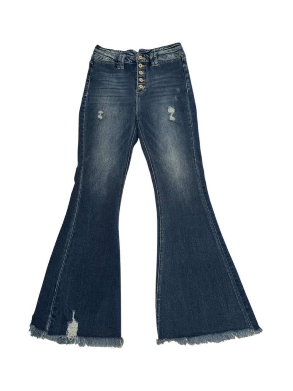 Maurices KanCan Flare Jeans Raw Hem Womens 27 Blue High Rise Denim Hippie Retro - Picture 16 of 16